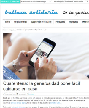 BELLEZA SOLIDARIA, 23 Marzo 2020